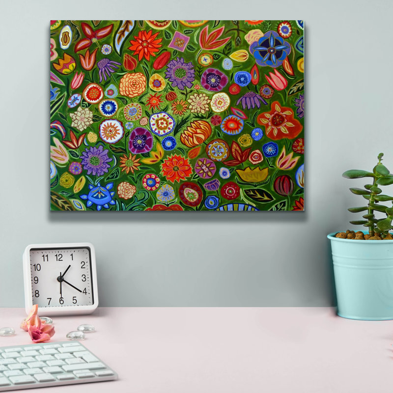 Floral abstrait par Catherine A Nolin, H 12 po x l 16 po x P 0,75 po