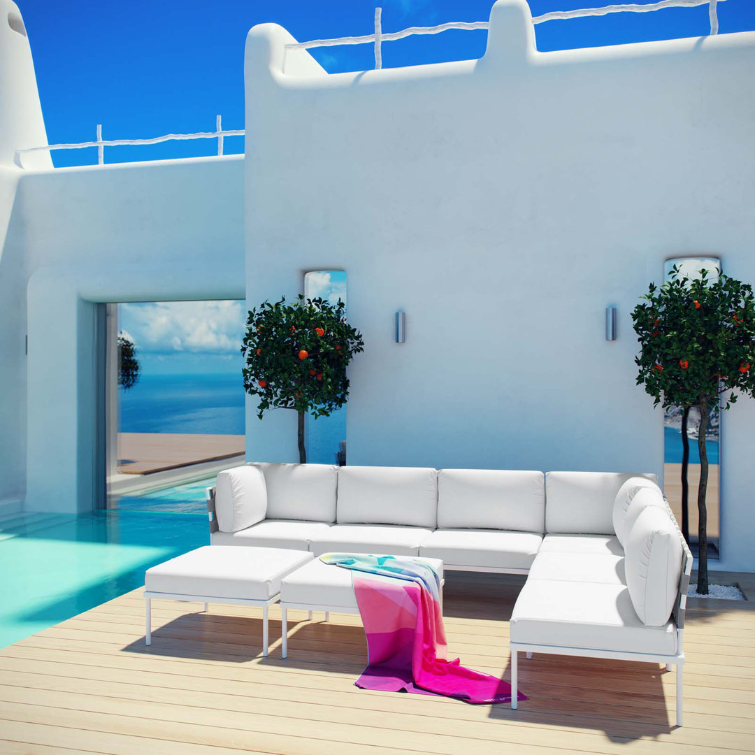 Harmony 8-piece Outdoor Patio Aluminum Sectional Sofa Set Modway Cushion 