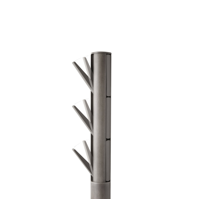 Gray Rubberwood Modern Freestanding Coat Rack with 9 Hooks