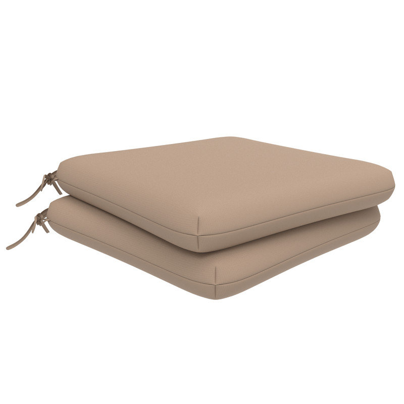 Outdoor Square Dining Chair Cushions, 3" Foam Replacement Cushion, 2, Beige