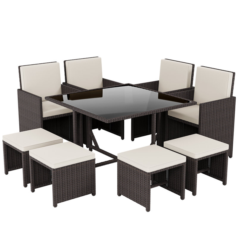 Parkson 8-Seater Dining Set with Cushions, UKFR Certified, Brown