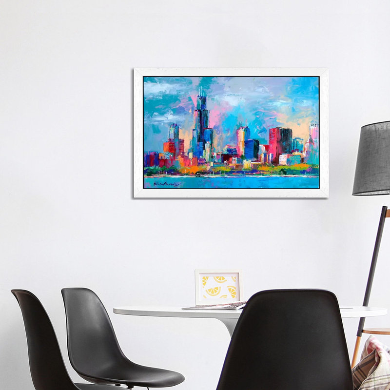 Chicago V 1 Piece Painting on Canvas, 101.6 cm H x 66.04 cm W, White Framed