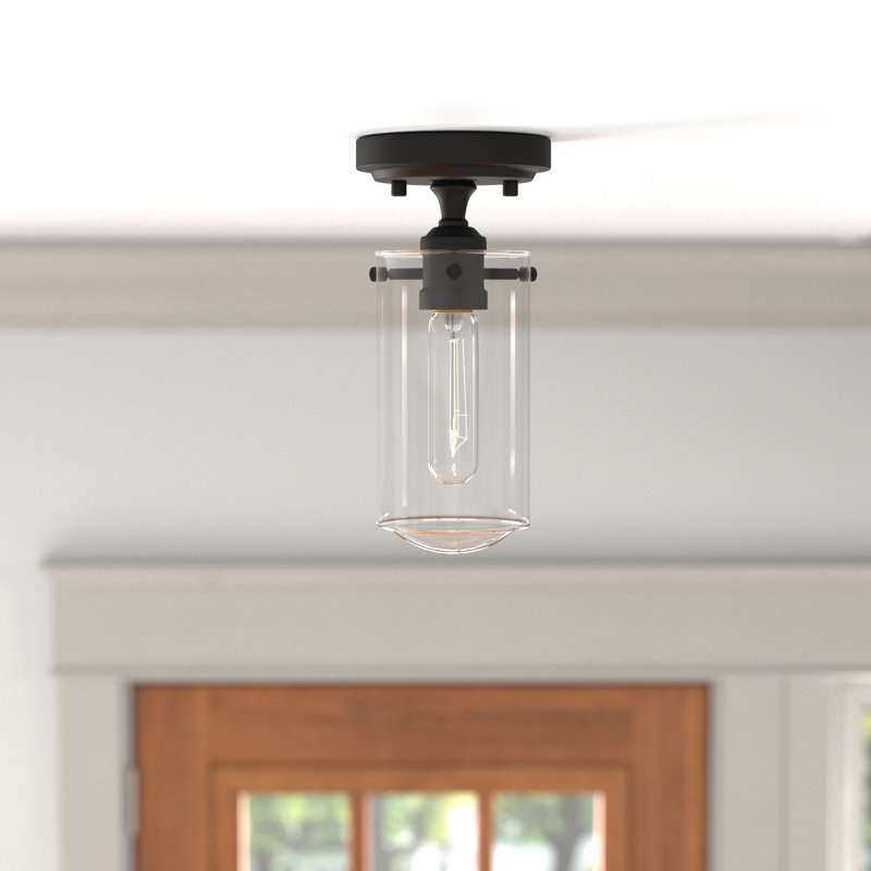 Glass Semi Flush Mount, Matte Black