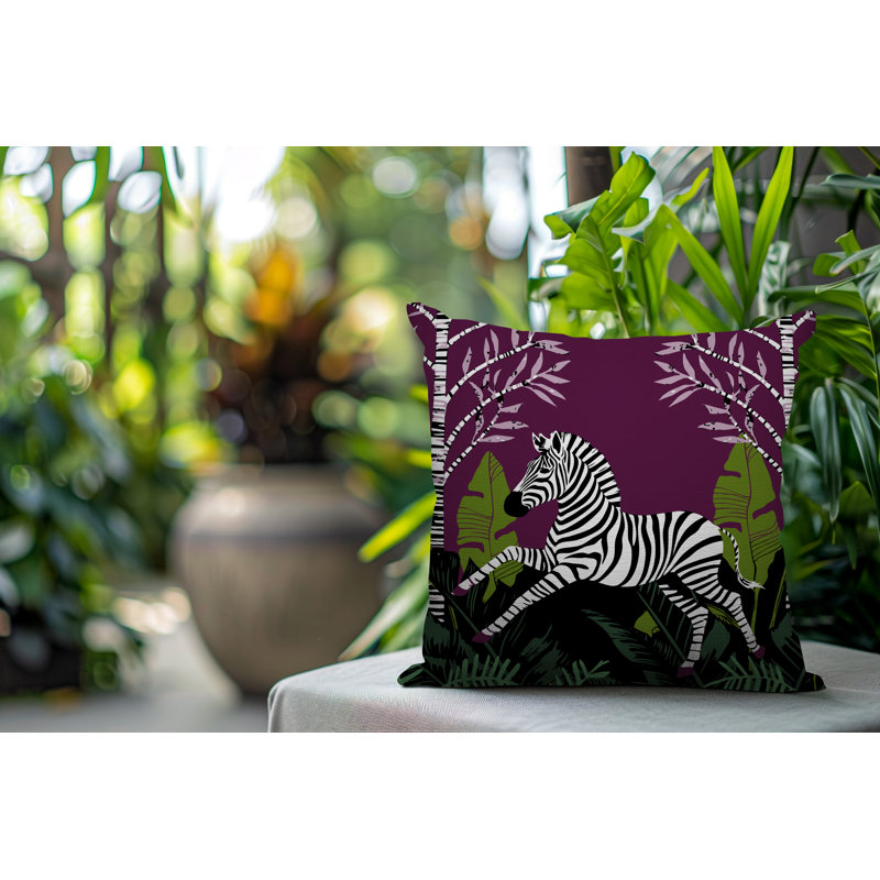 Oreiller carré réversible intérieur / extérieur Asty Zebra, Mauve, H 15 po x l 15 po x P 4,3 po