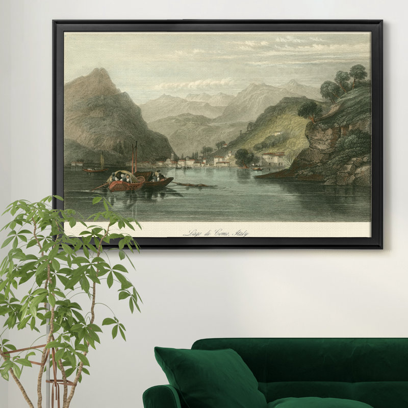 " Lago Di Como, Italy ", Black, 18" H x 24" W x 1.25" D