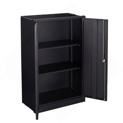 Metal Storage Cabinet With Locking Doors And Adjustable Shelf