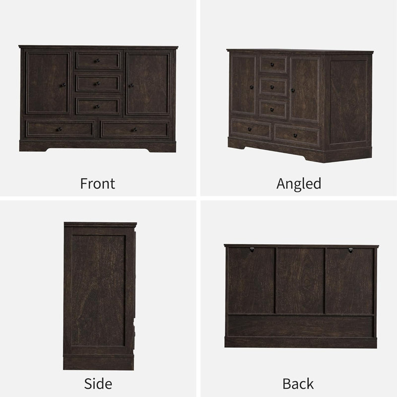 47" Farmhouse Sideboard Buffet Cabinet, Brown