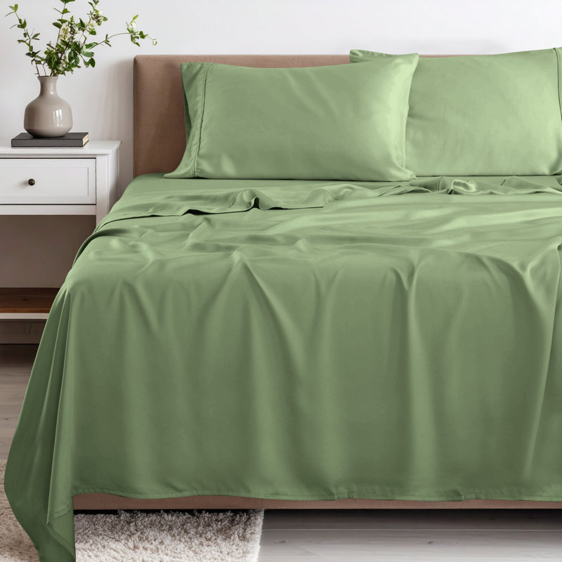 Ensemble de draps à poches profondes en rayonne de bambou à densité du tissage de 300 fils de qualité supérieure, ISE