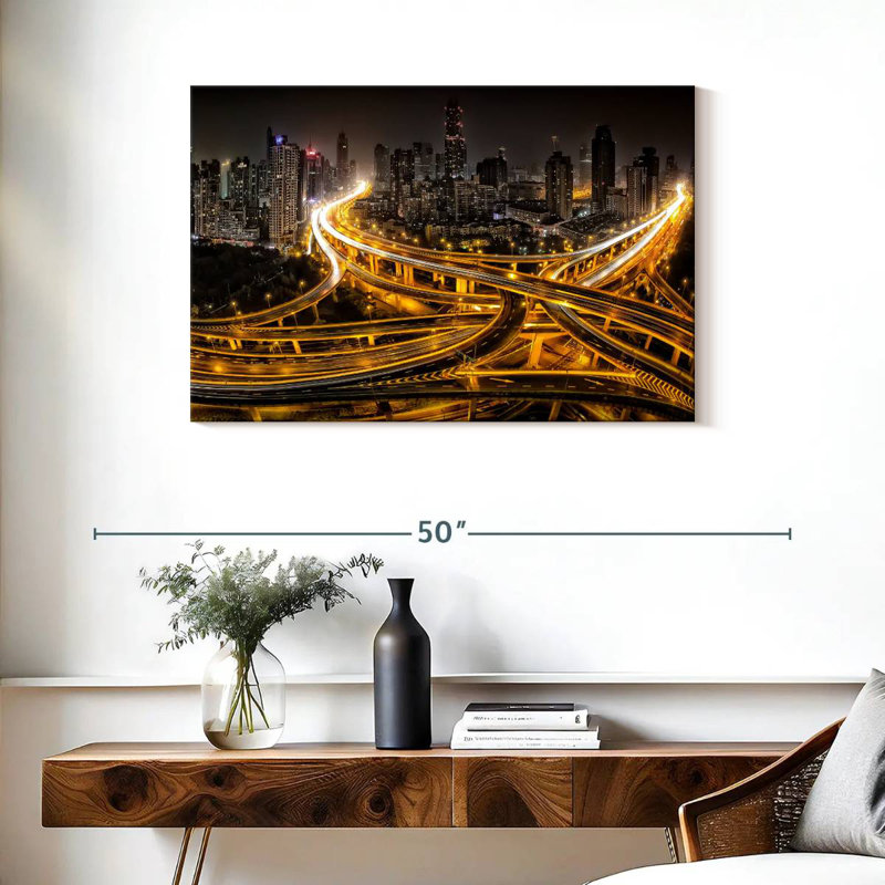 Nicci Shanghai Skyline At Night, 24" H x 36" W