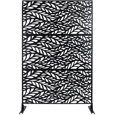 Écran d'intimité extérieur et intérieur en métal H 76 po x l 48 po, écran d'intimité décoratif autoportant pour terrasse de balcon, panneaux de clôture d'intimité pour jardin extérieur noir