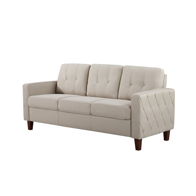 Canapé à accoudoirs carrés en lin 76,77 po Schaeffer, Beige