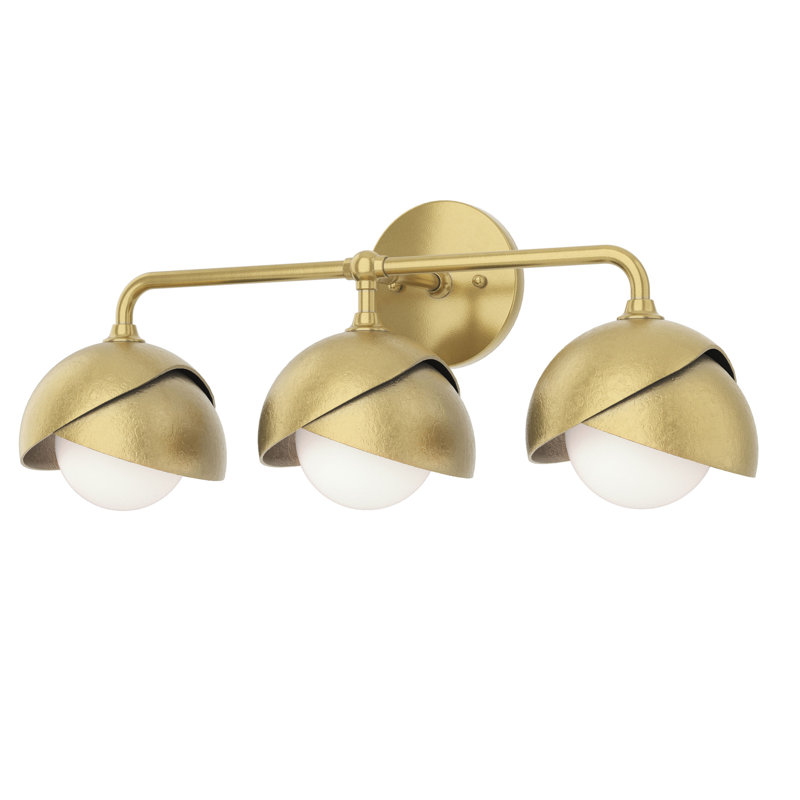 Brooklyn 3-Light Double Shade Bath Sconce, Modern Brass, White