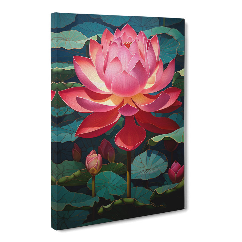 Lotus Flower Hard Edge - Wrapped Canvas, 50cm H x 35cm W x 3cm D