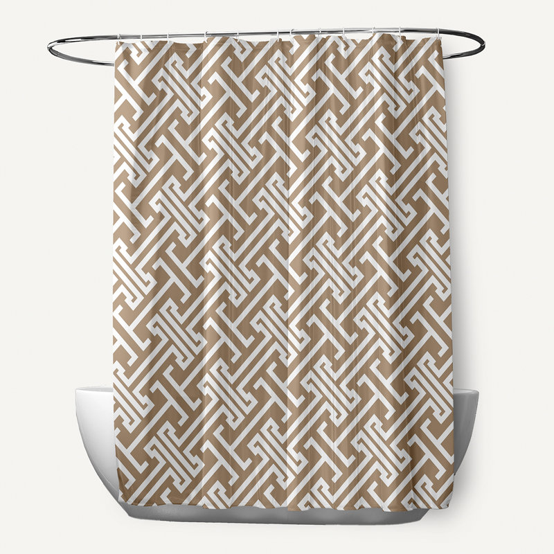 Rideau de douche simple à motif géométrique Leeward, Beige / taupe