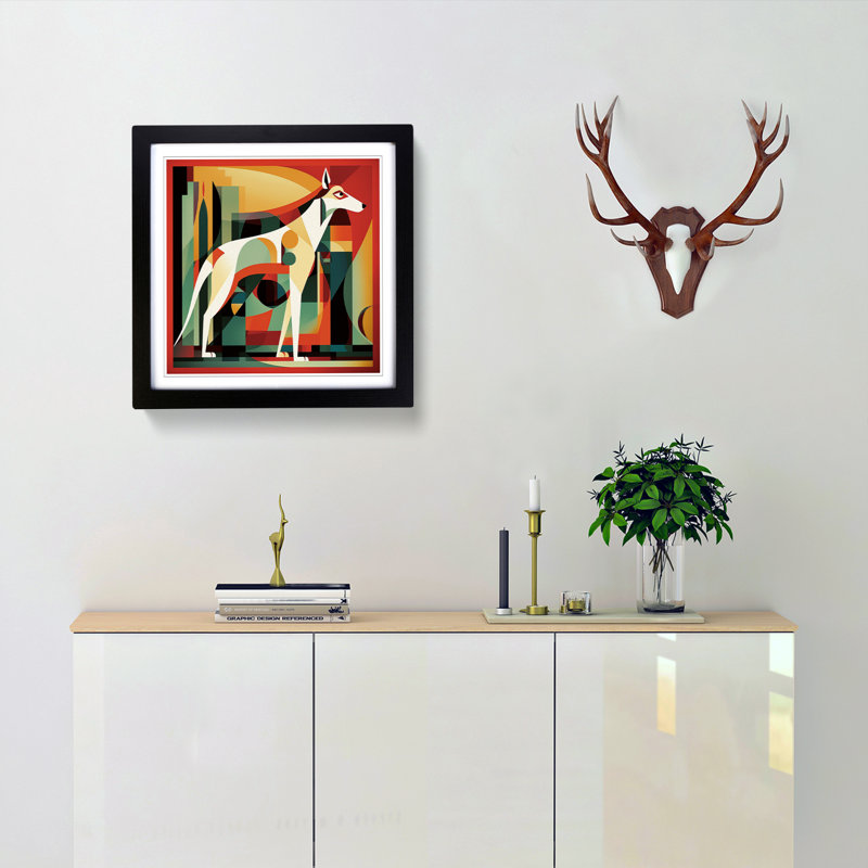 Greyhound Dog Constructivism No.1 - Framed Print, Black