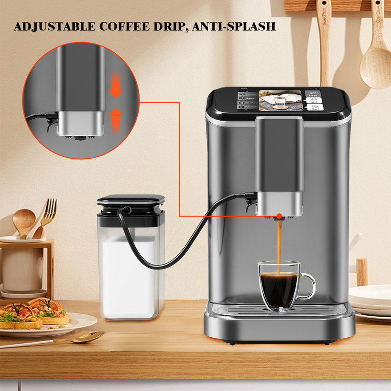 Sangdo Super-Automatic Espresso Machine with Frother, Silver
