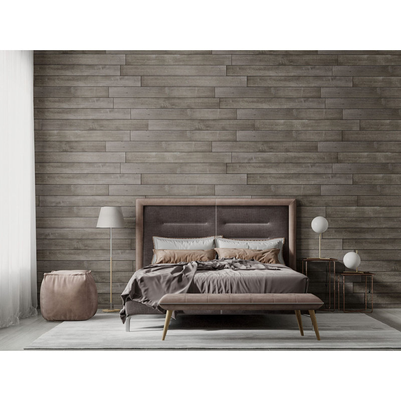 Panneau mural en bois de grange pelez et collez 5,04 po x 46,45 po, gris