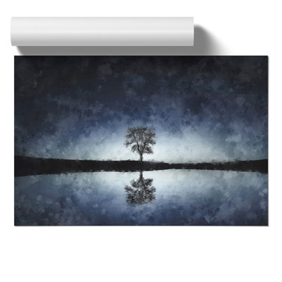 Tree at Dusk Painting - Frameless Print