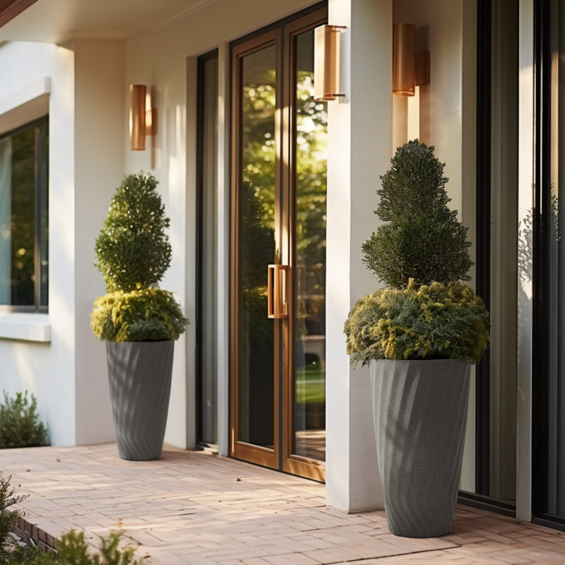 Pot à fleurs en résine Bee, Gris, 2, H 24 po x l 13,8 po x P 13,8 po
