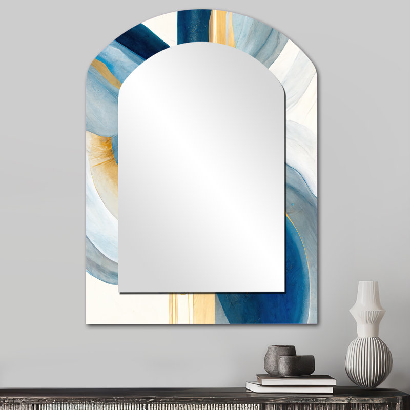 «Bold Expression Art I», grand miroir en arc en spirale abstraite, décor de miroir mural asymétrique moderne, art en métal imprimé