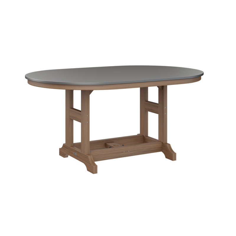 Table de salle à manger Berlin Classic, Acajou antique, Acier inoxydable martelé