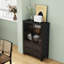 Armoire de rangement avec 4 portes en fer, cadre en métal noir robuste et pieds en métal-736765717