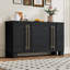 Buffet en bois avec tablettes réglables, poignées dorées et beaucoup de rangement pour une décoration intérieure élégante-1906866839