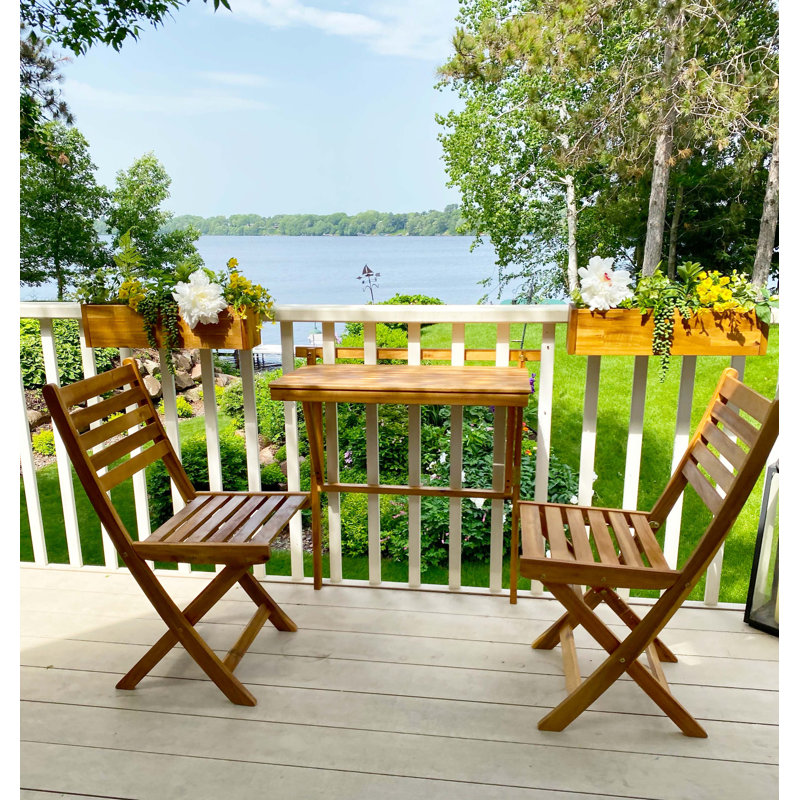 Set of 2 Golden Teak Acacia Wood Folding Patio Chairs