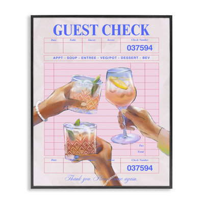  Cheers over Guest Check Framed Giclee Art by House of Lulu