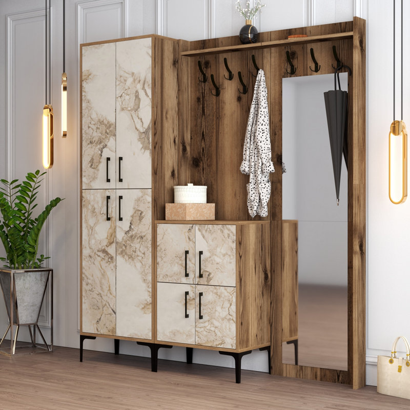 Arvydas Hall Tree 180cm Wide with Shoe Storage