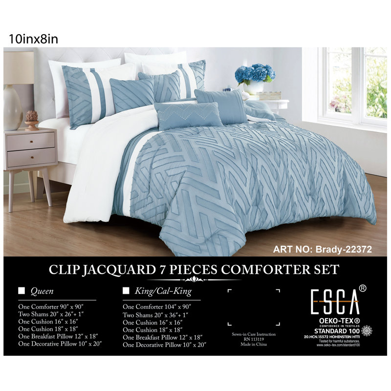 Ensemble d'édredon 7 pièces Brady Luxury, Édredon de très grande taille et 6 pièces suppl