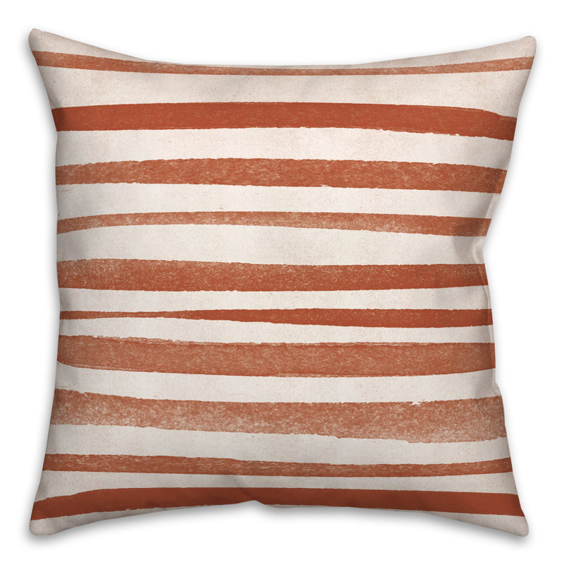 Striped Outdoor Reversible Throw Pillow, Orange/Red