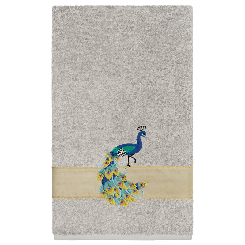 Serviette de bain 100% coton PENELOPE 2PC Embellished Bath Towel Set, Gris clair