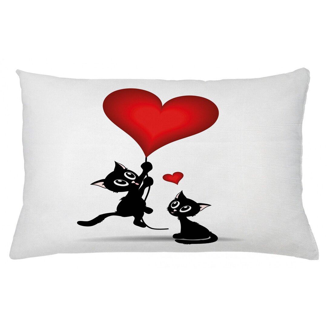 Kissenbezug, Baby-Katzen-Ballone, Valentines, Vermilion Schwarz