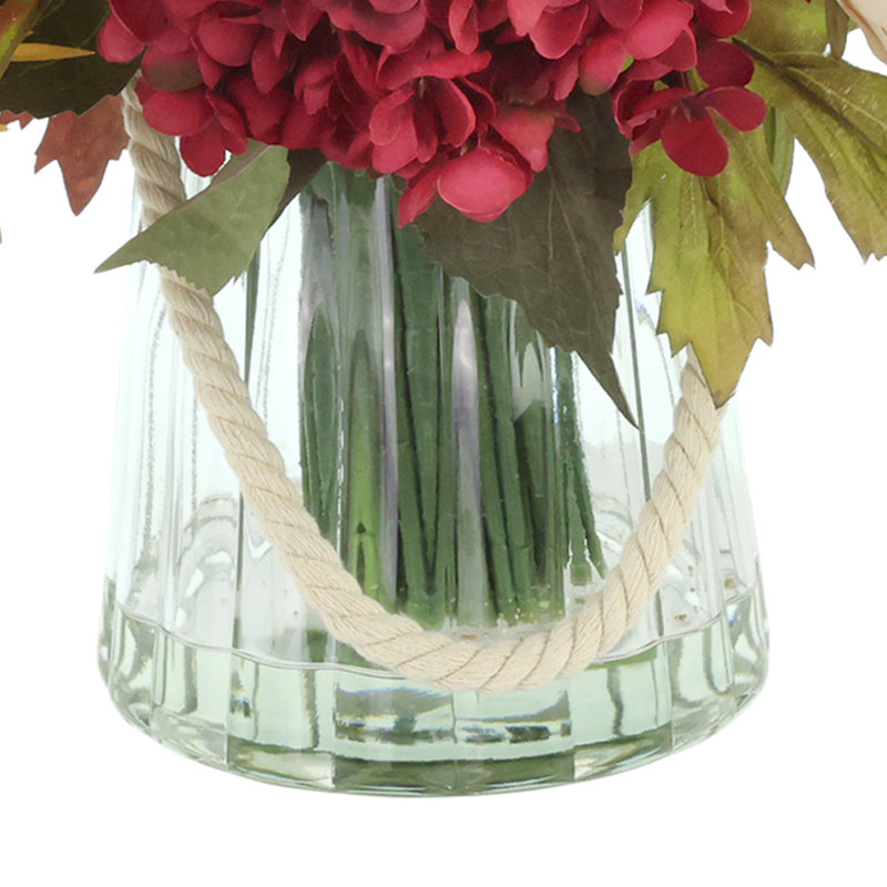 Fall Hydrangea and Heather Arrangement in Decorative Vase