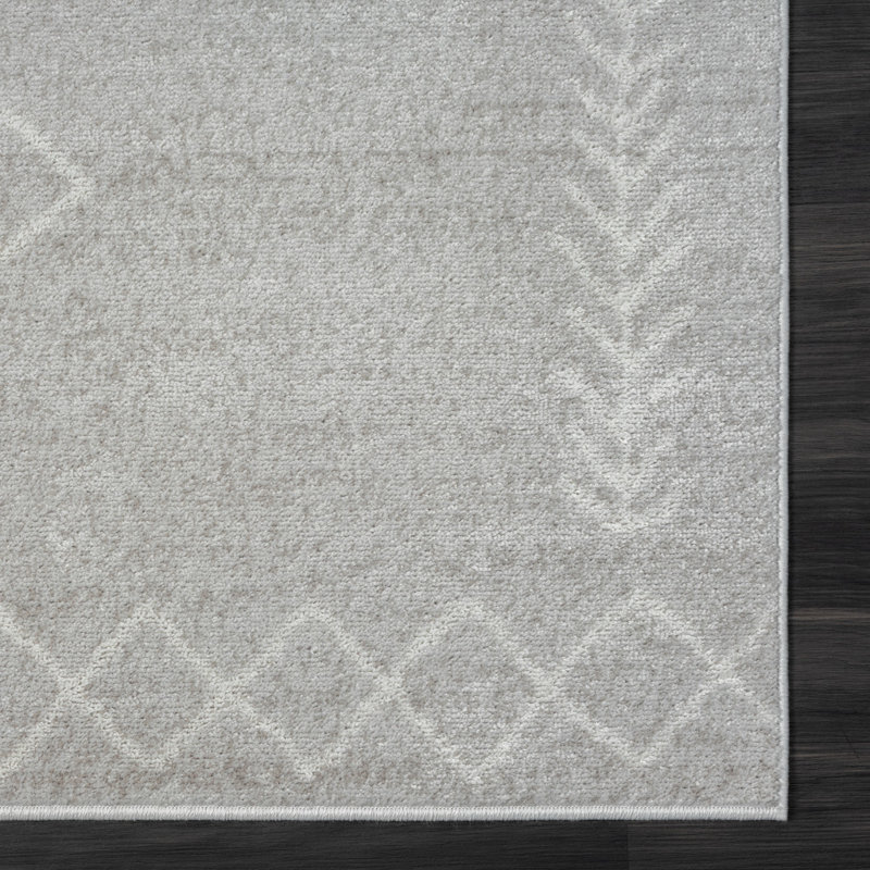 Tapis gris à performance géométrique, Rectangle 5 pi x 7 pi
