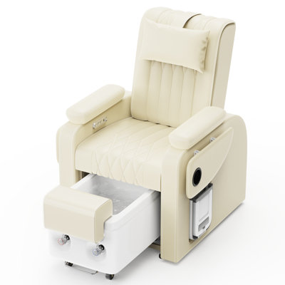 Luxury Spa Chair With Foot Bathtub, Reclining Massage Chair With Cupholder, Hidden Trash Bin And Charging Port - Manual Drainage Required