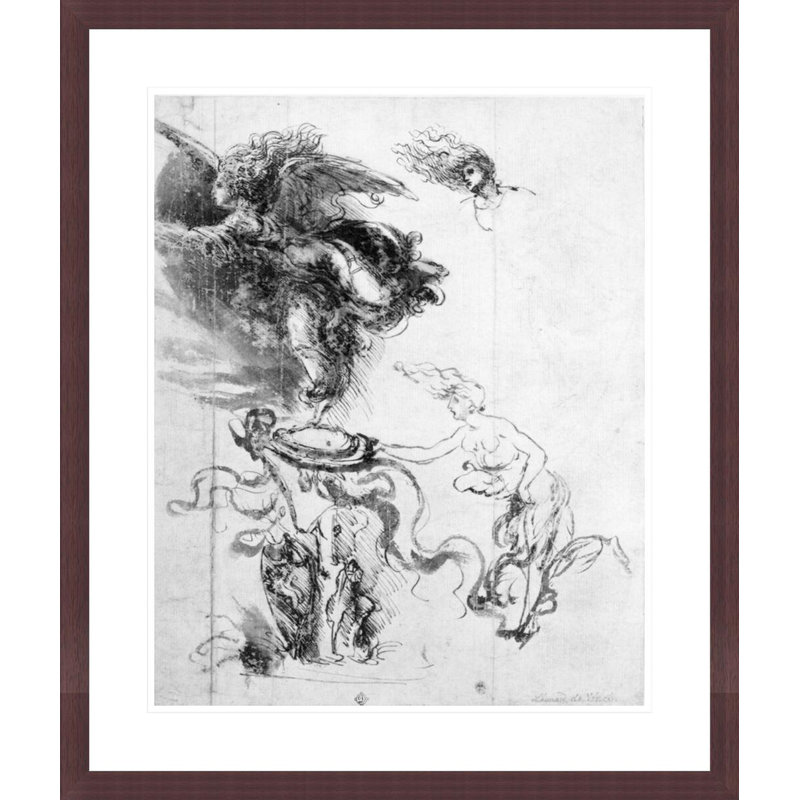 Silhouette of an Angel (pen and ink on paper) by Leonardo da Vinci -Framed Giclee Print, H 27,69 po x l 23,5 po
