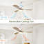 52 Inch Indoor Ceiling Fan With Dimmable Led Light 3 Solid Wood Blades Remote Control Reversible DC Motor For Living Room