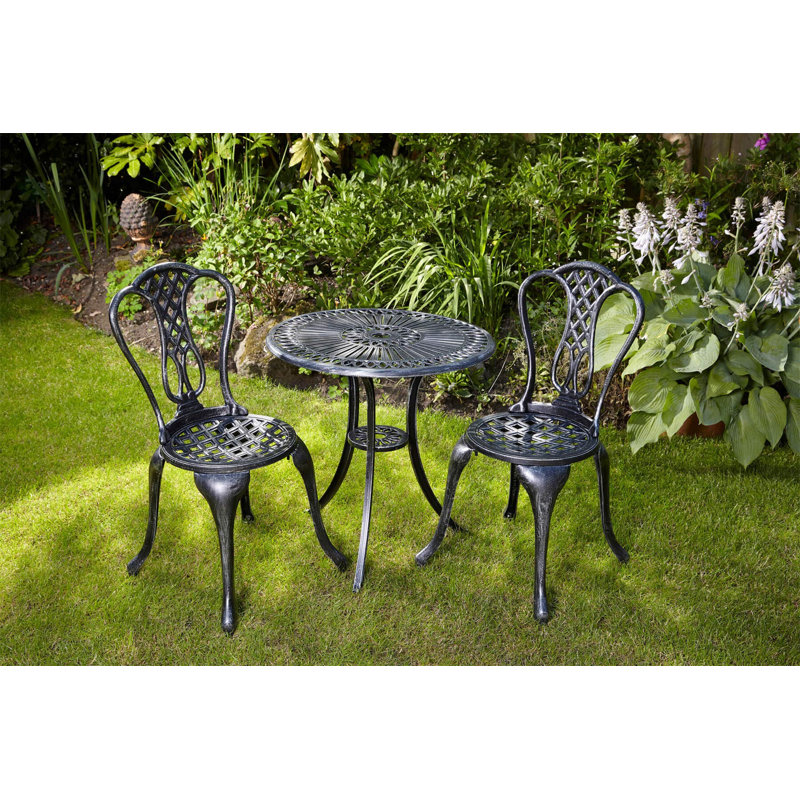 Miltona 2 - Person Patio Dining Set Round Table with Cushions Included