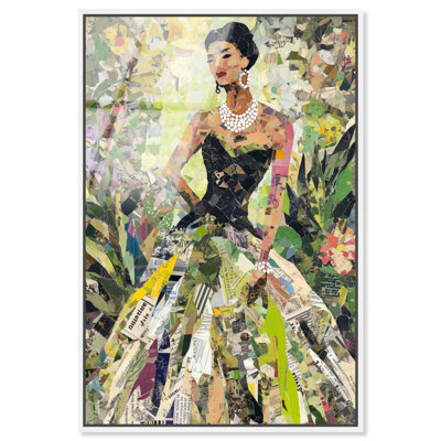 «Paper Girl I», reproduction sur toile encadrée rose Glam Decor par Art Remedy, cadre blanc, 24 x 36