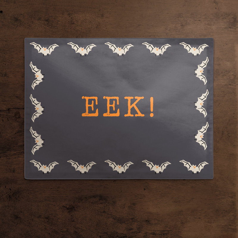EEK! Black and Orange Polyester Twill Halloween Placemat