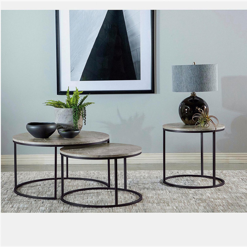 Hanover Grey 2-Piece Round Nesting Coffee Table