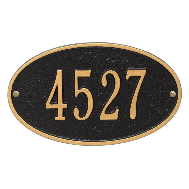 1-Line Wall Address Plaque, Black / Gold, Yes