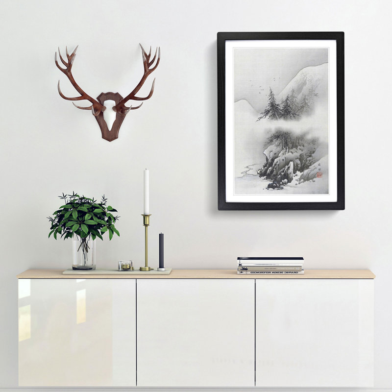 Snow Landscape by Hashimoto Gaho - Picture Frame Painting Print, 36cm H x 27cm W x 2cm D, Black Framed