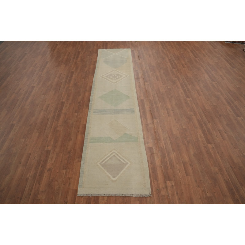 Tapis de couloir terreux teint en terre Kilim 3 x 12