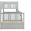 Lit superposé simple au-dessus de double en bois gris, équipé et doté de caractéristiques, construction en pin robuste, peut être divisé en deux pour plus de commodité, pas de sommier nécessaire, rampe supérieure - protection de la longueur, bas
