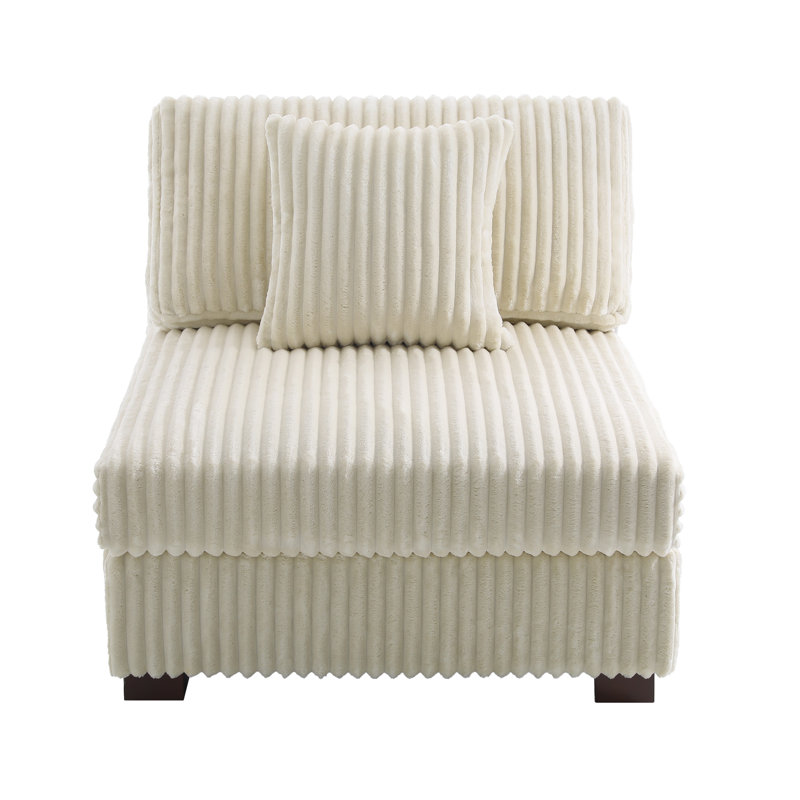 Upholstered Accent Chair with Footstool, White