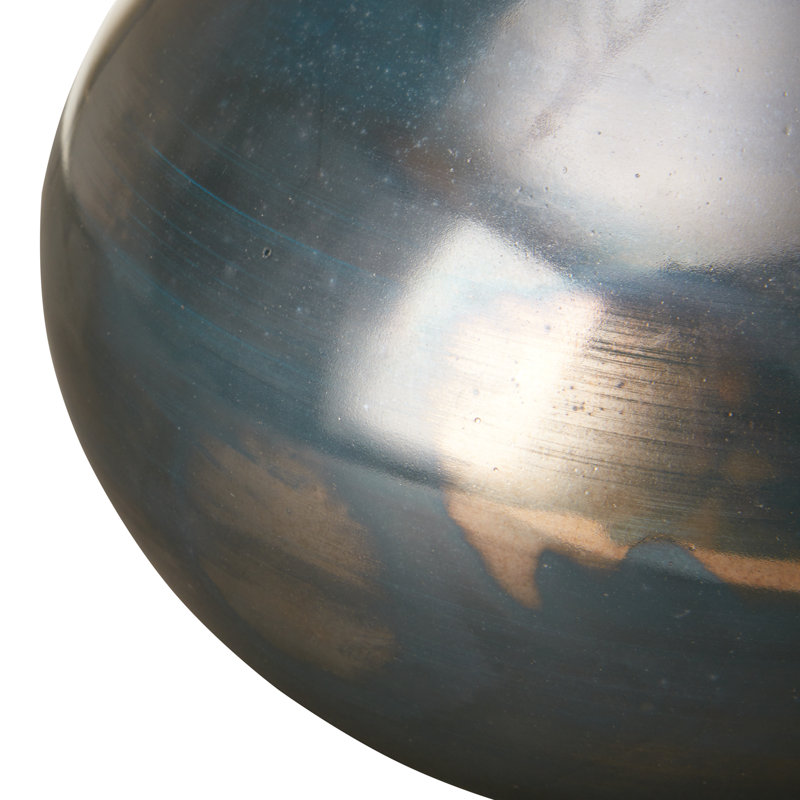 Ensemble de 3 vases en verre bleu Aurora avec finition brillante sarcelle et bronze métallique