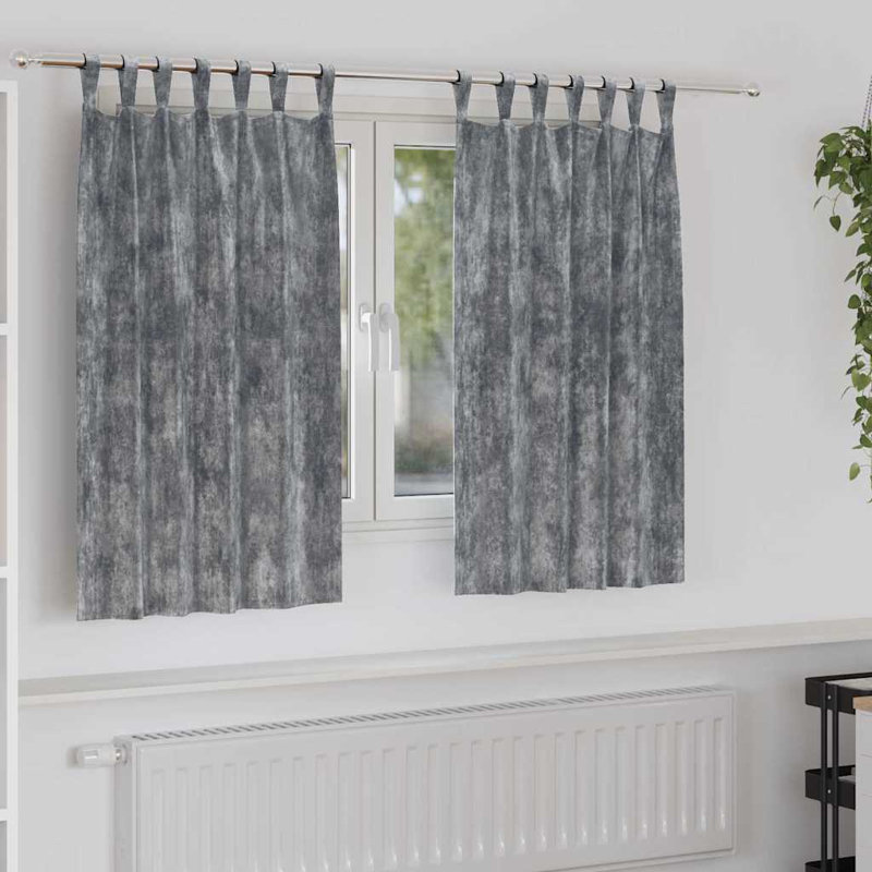 Alithia Velvet Room Darkening Curtain Pair, Grey, 140cm Width x 140cm Drop